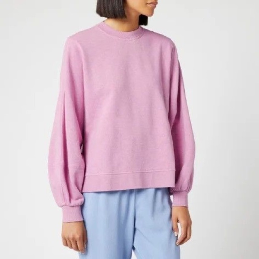 Ganni Women's Isoli Crewneck Sweatshirt - Moonlight Pink Ballon Sleeves